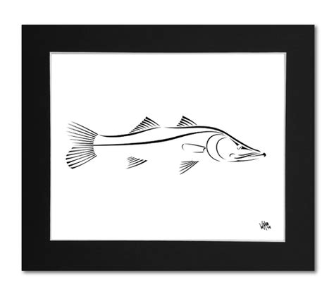 Snook Art Print Black And White Snook Wall Art Shark Zen