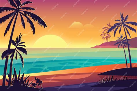 Premium Vector Gradient Tropical Sunset Background