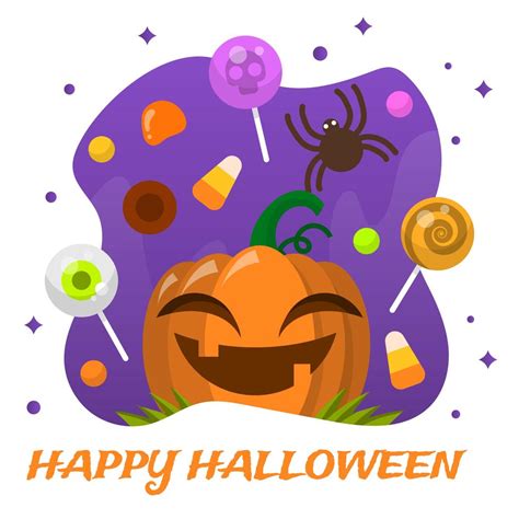 Bonbon Plat Halloween Avec Sourire Illustration Vectorielle Citrouille