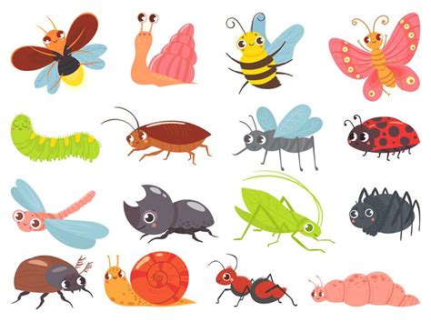 Cartoon Bugs Baby Insect Funny Happy Bug And Cute