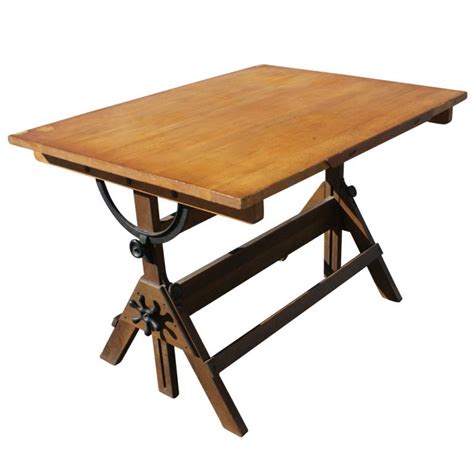 Vintage Hamilton Oak And Maple Adjustable Drafting Table At 1stdibs