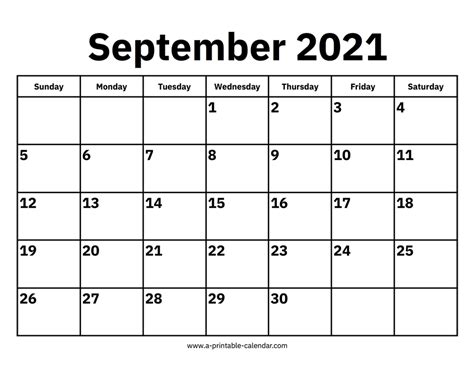 September 2021 Calendars – Printable Calendar 2021