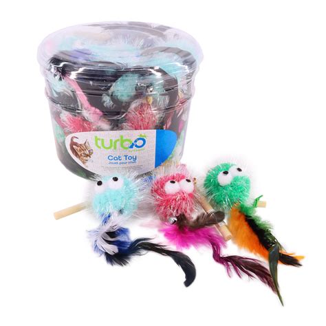 Turbo® Monster Wand With Feathers Bulk Cat Toy Bin Coastal Pet Products