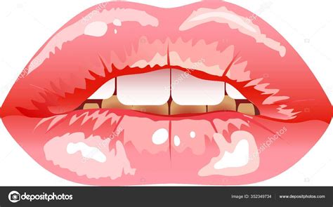 Sexual Parted Lips Painted Pink Lipstick Illustration Stock Vector
