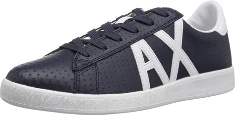 Armani Exchange Mens Action Leather Lace Up Sneaker Low Top Blue