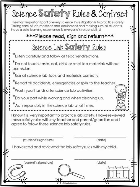 Lab Safety Worksheet Pdf Lovely Science Lab Safety Rules Contract