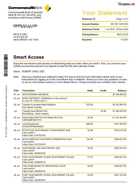 35 Editable Bank Statement Templates Free Templatelab