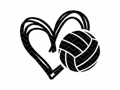 Instant Download Stacked Heart With Volleyball Svg Vectorency