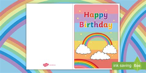 Free Rainbow Birthday Card Teacher Made Twinkl