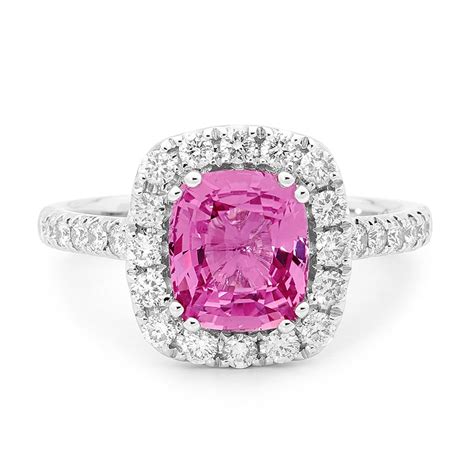 A sapphire and diamond engagement ring is the most popular choice worldwide for a coloured gemstone ring. Pink Sapphire Halo Ring - Round Brilliant Cut | Diamonds Intl.