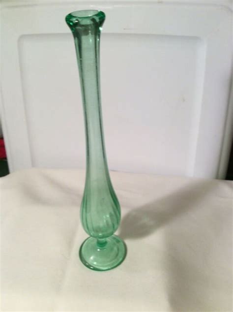 Vintage Depression Glass Green Bud Vase Antique Price Guide Details Page