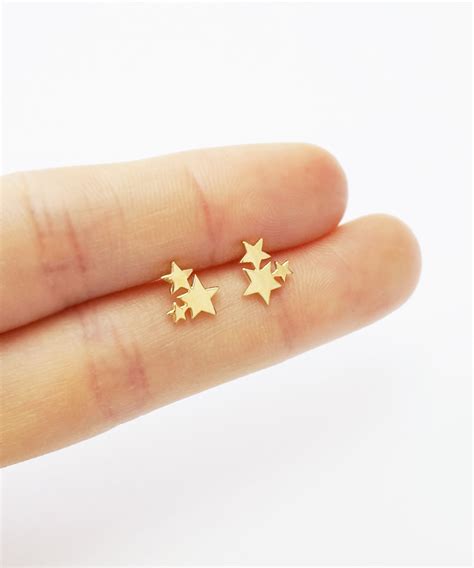 Gold Galaxy Earrings Sterling Silver Earrings Star Stud Simple Earrings