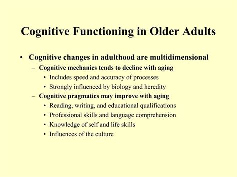 Ppt Chapter Cognitive Development In Late Adulthood Powerpoint