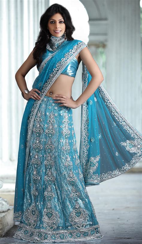 Beautiful Blue Indian Wedding Fashion Bollywood Dress Party Wear Sarees