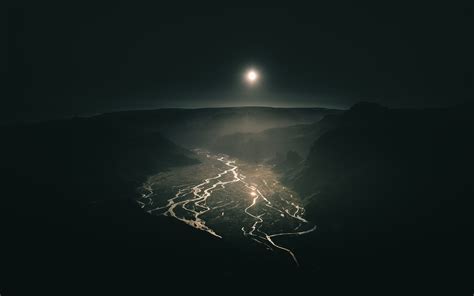 3840x2400 Full Moon Over Mountain River At Night Uhd 4k 3840x2400