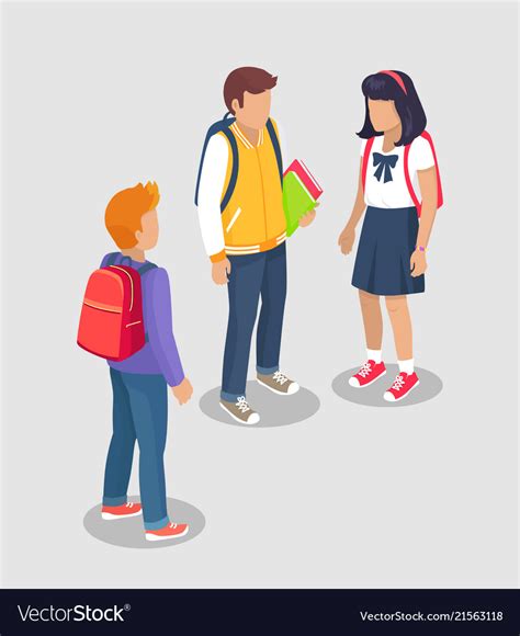 Teenage Students Talking Isolated Royalty Free Vector Image