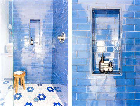 White Blue Bathroom Tiles Design