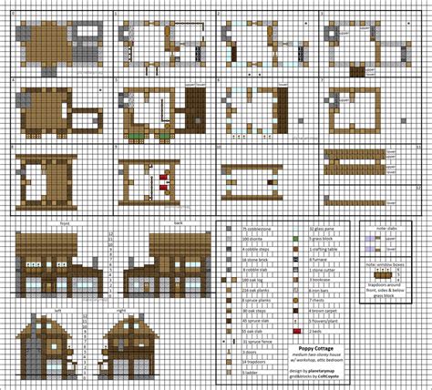 Poppy Cottage Medium Minecraft House Blueprints By Planetarymap On
