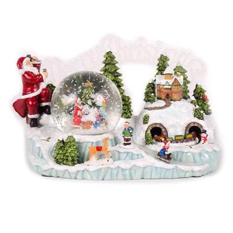 Werchristmas Pre Lit Scene Musical Animated Snow Globe With Moving