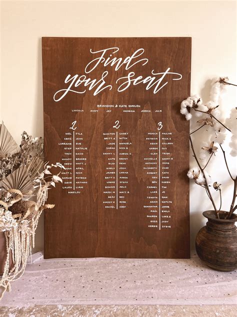 Seating Chart Find Your Seat Wooden Wedding Guest Seating Plan