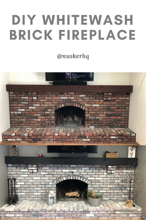 From the moment i saw the full wall of red brick, i wanted to whitewash it. Whitewash, Brick, Fireplace, diy, diy Whitewash, Gray ...