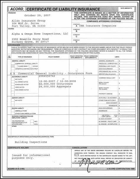 Acord 27 Fillable Form Printable Forms Free Online