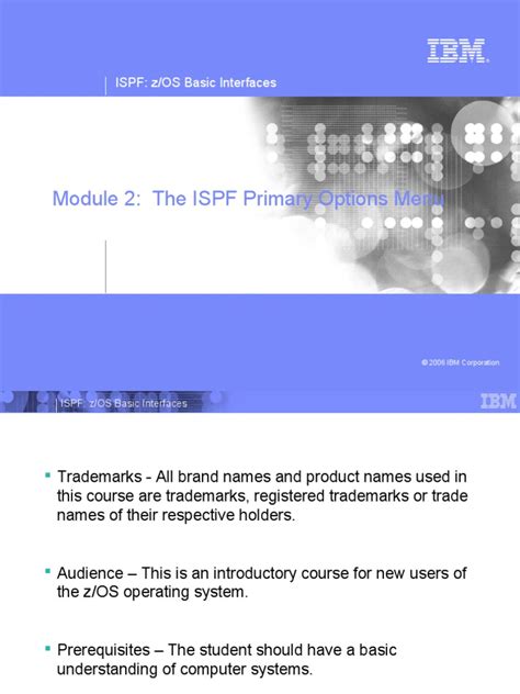 Module 2 The Ispf Primary Options Menu Ispf Zos Basic Interfaces