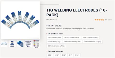 Tig Welding Tungsten Electrode Selection Chart Midwest Off
