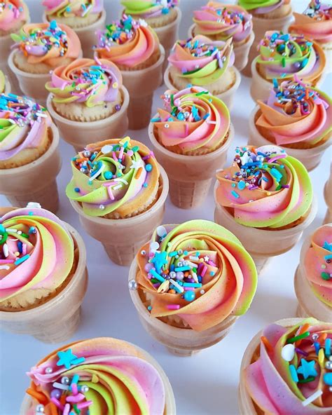 Sugar And Salt On Instagram “rainbow Cake Cones 🍦🌈” Cake In A Cone