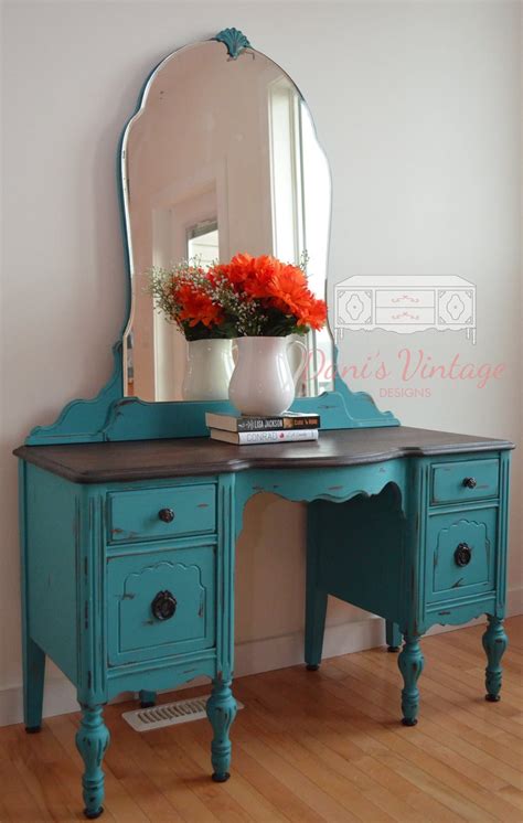 4.2 how to make a homemade makeup box to help store your makeup essentials. Teal Vanity / Makeup Desk with Stained Top | Make up desk ...