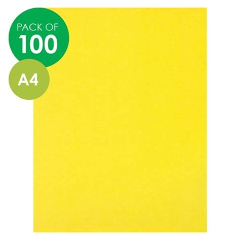 Cardboard Yellow A4 Pack Of 100 Coloured Card Cleverpatch