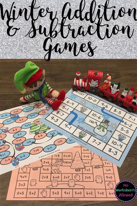 Addition And Subtraction Games Within 10 Winter Theme Subtraction