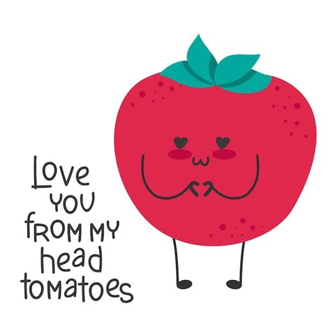 Premium Vector Tomato Cute Cartoon Funny Character Love Romantic