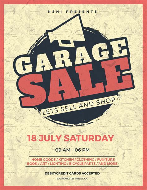 Vintage Garage Sale Flyer Design Template In Psd Word Publisher