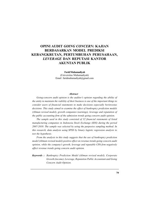 Maybe you would like to learn more about one of these? Contoh Opini Audit Going Concern Dalam Laporan Keuangan ...