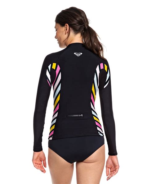 roxy womens 1mm pop surf long sleeved front zip wetsuit top black surfstitch