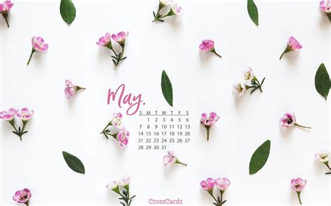 May 2017 Pink Flowers Desktop Calendar Free May Wallpaper