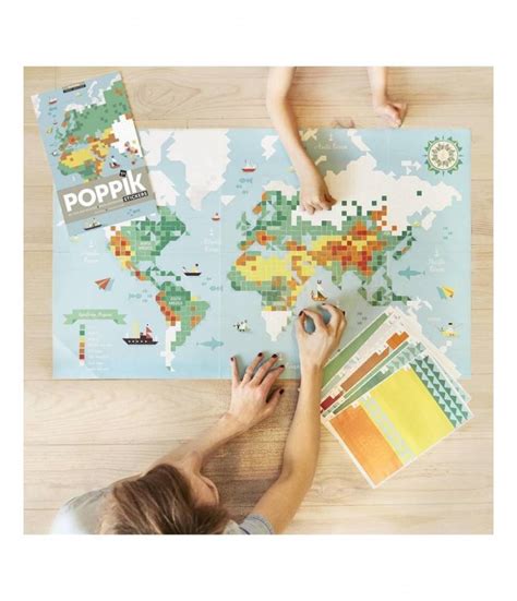 Map monde carte du monde en pixel art planisphère Poppik Sticker