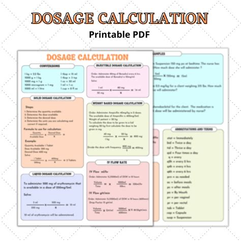 Dosage Calculation Drug Dose Calculation Medication Nursing Etsy Israel