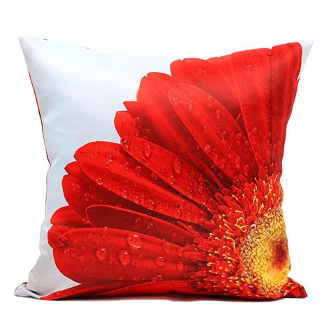 40 45 50cm Pillow Cushion Cover Red Gerbera Dewdrop Pillow Covers Home