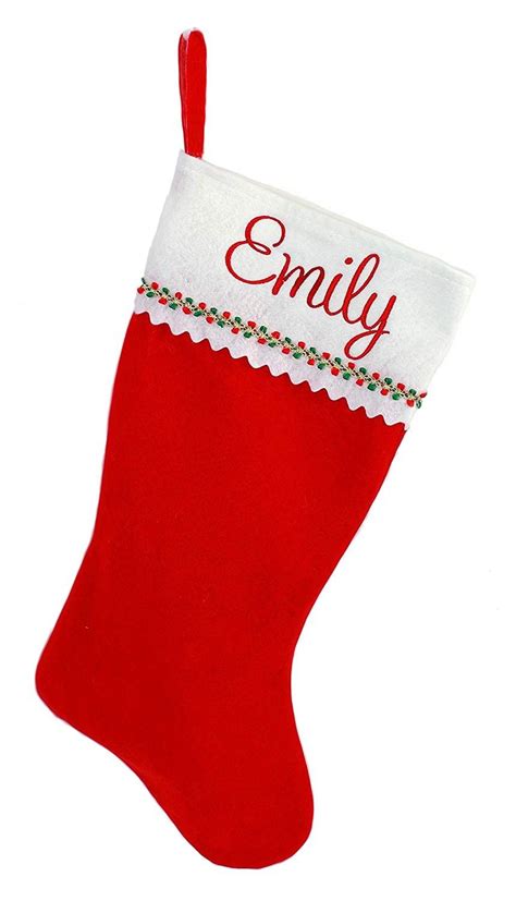 Personalized Christmas Stocking Red And White Felt Cp129wm99yb