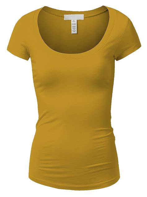 Essential Basic Scoop Neck Short Sleeve Tee For Women Tshirt Plus Mustard Xl Walmart Com