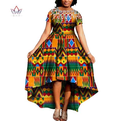 African Women Dress O Neck African Traditional Clothing Cotton Short