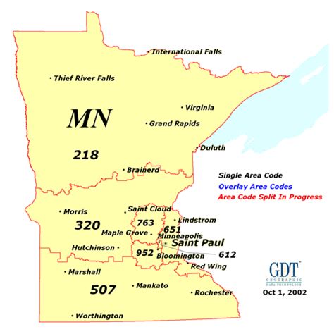 Minnesota Area Code Map