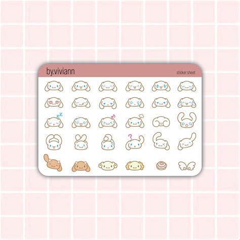 Cinnamoroll Emoji Mini Sticker Sheet Cute Sanrio Hello Kitty My Melody