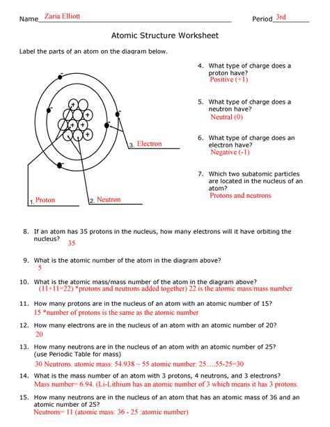 Drawing Atoms Worksheet Answer Key