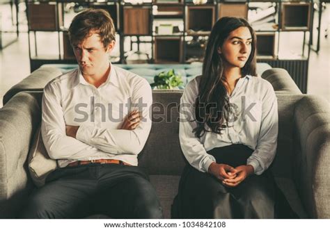 Resentful Colleagues Looking Away Each Other Stock Photo 1034842108