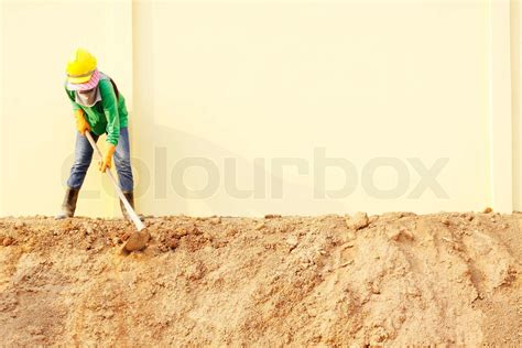 Laborer Digging Stock Image Colourbox
