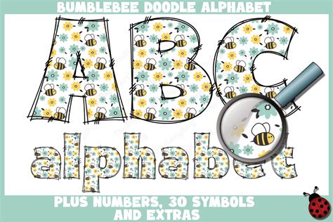 Bumblebee Doodle Alphabet Graphic By Designs By Donna · Creative Fabrica