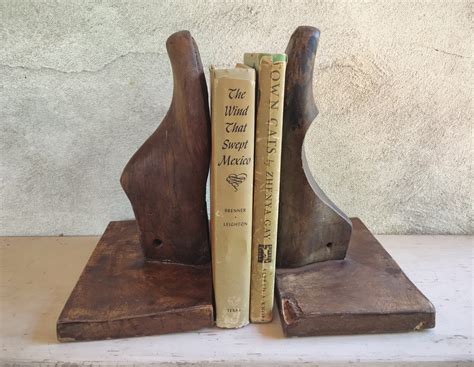 Vintage Bookends Antique Wooden Shoe Forms Old World Decor Library